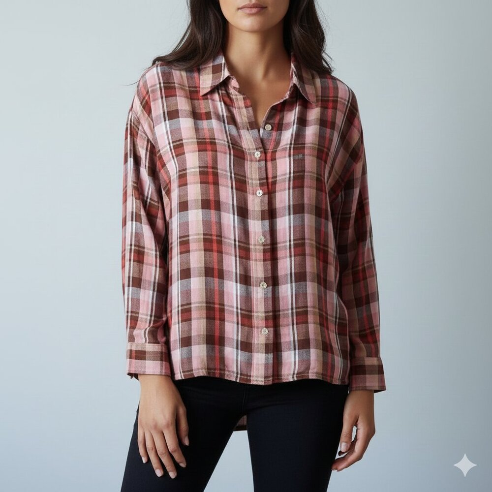 Wilfred Free Checked Plaid Long Sleeve Shirt Size S